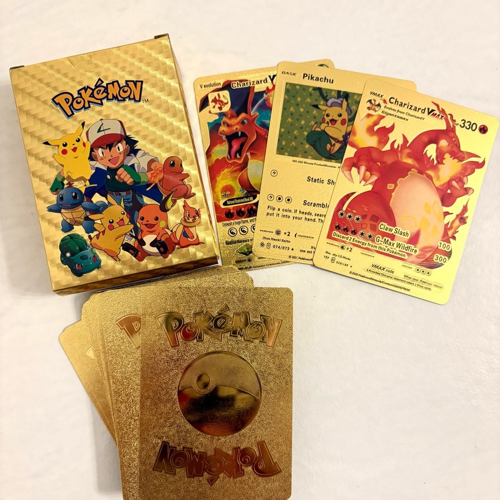 10 Random *FAN ART* Gold Foil Rare POKEMON CARDS - Picture 2 of 6